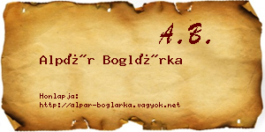 Alpár Boglárka névjegykártya