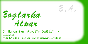 boglarka alpar business card